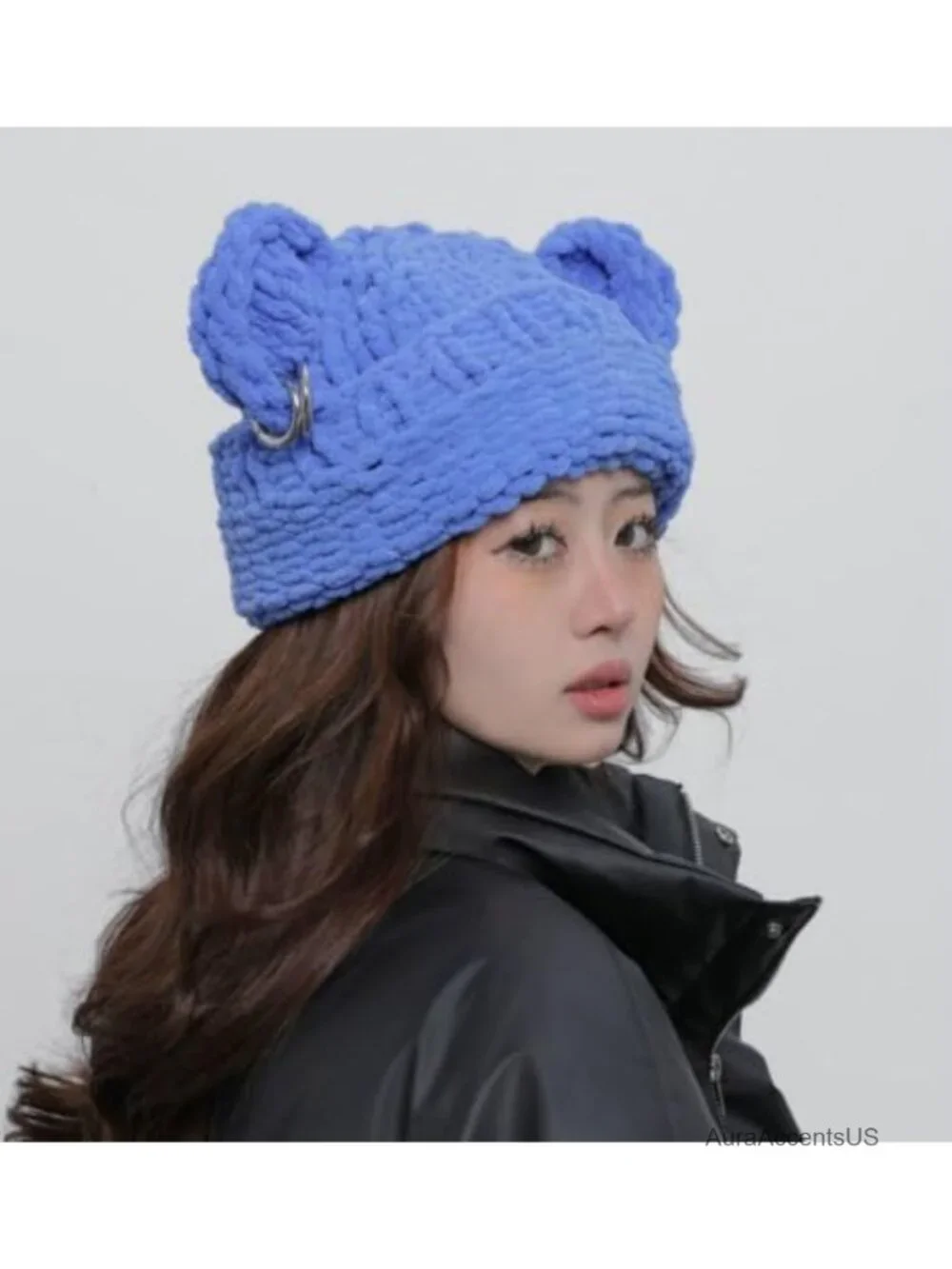 Knit Balaclava Ski Mask 2-in-1 Hooded Scarf Beanie Winter Warm Headwear
